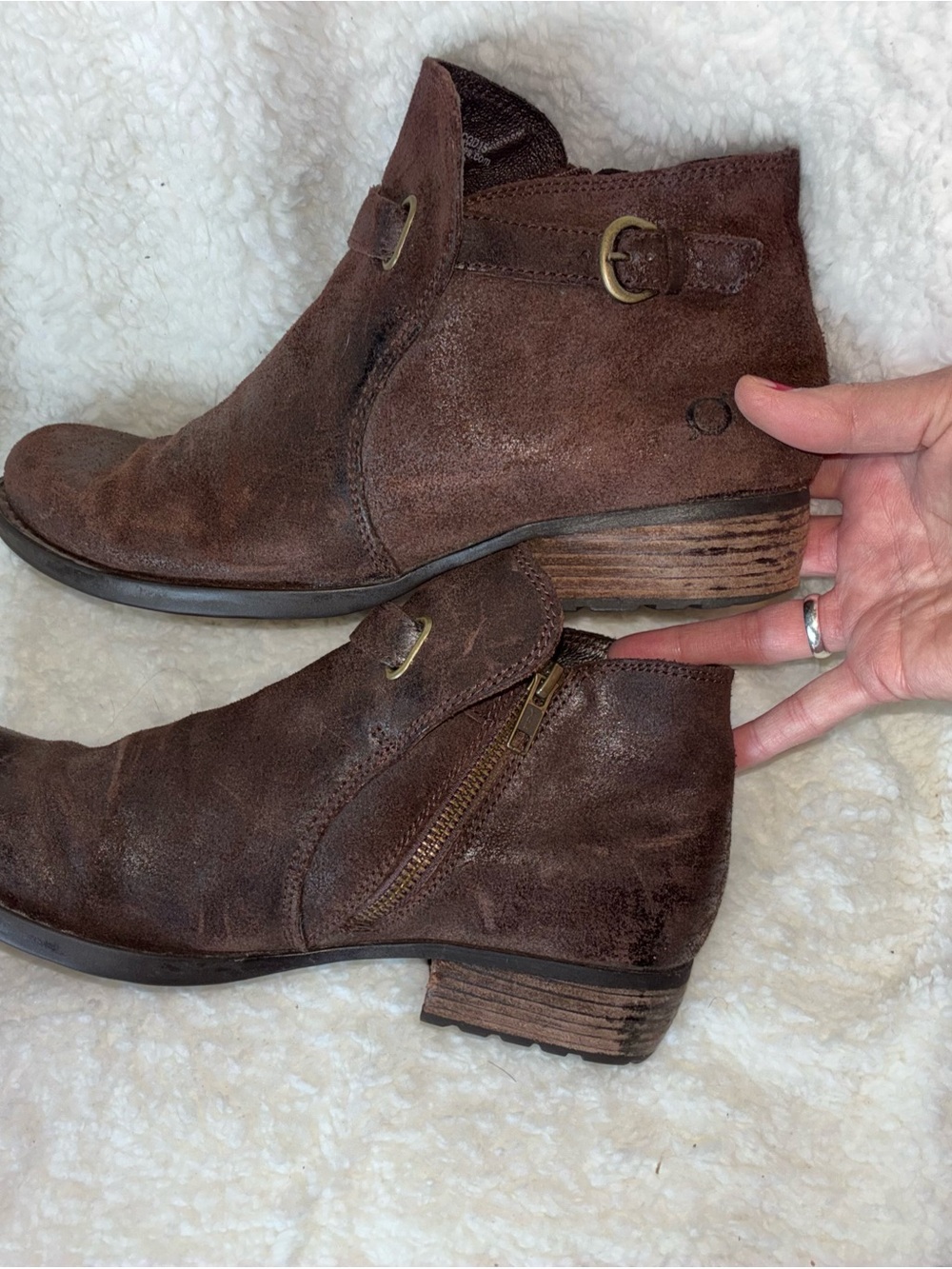Born Women's Dark Brown Leather Ankle Booties - Picture 2 of 7